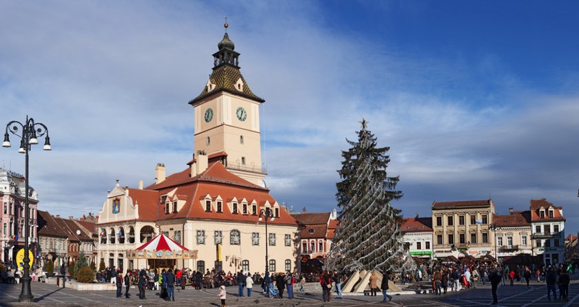 The main square of Brașov, Romania